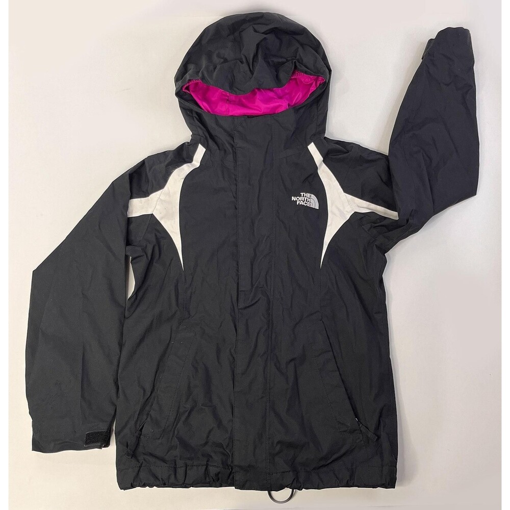 The North Face Jacket Girls Small 7/8 Black HyVent Waterproof Hooded Raincoat